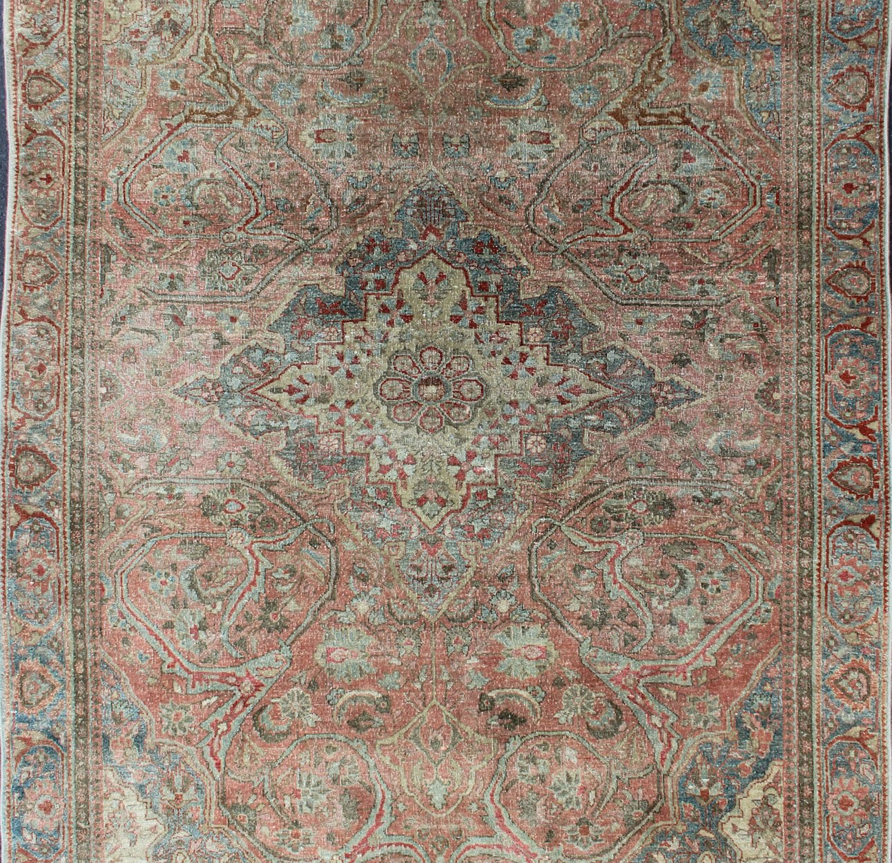 Late 19th century antique Sarouk Farahan rug with medallion and floral pattern, Keivan Woven Arts / rug j10 - 0804, country of origin / type: Iran / Sarouk Farahan, circa 1890 This outstanding antique Farahan Sarouk carpet is primarily characteriz... - Keivan Woven ArtsJ10 - 0804 - 2583Rug