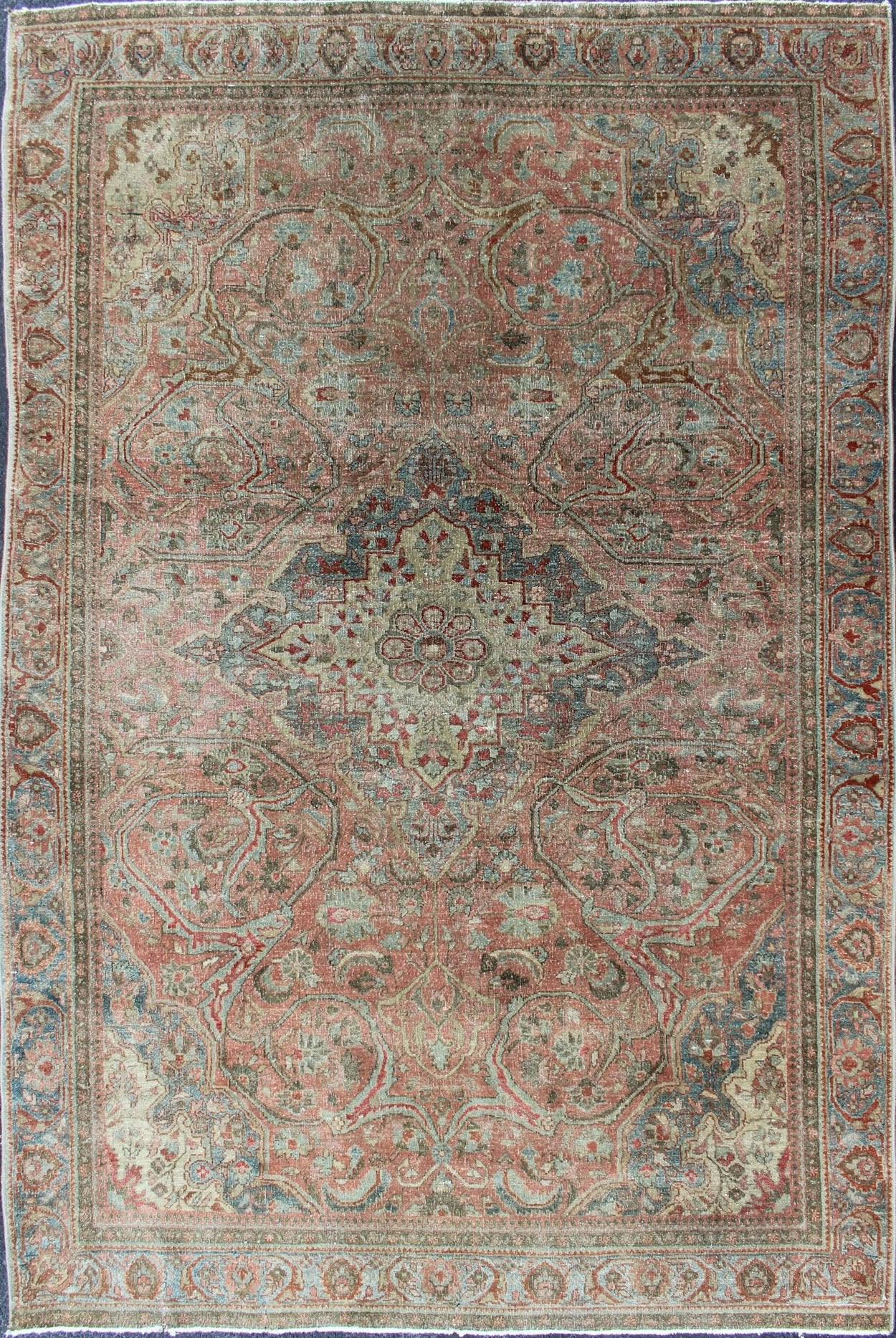 Late 19th century antique Sarouk Farahan rug with medallion and floral pattern, Keivan Woven Arts / rug j10 - 0804, country of origin / type: Iran / Sarouk Farahan, circa 1890 This outstanding antique Farahan Sarouk carpet is primarily characteriz... - Keivan Woven ArtsJ10 - 0804 - 2583Rug