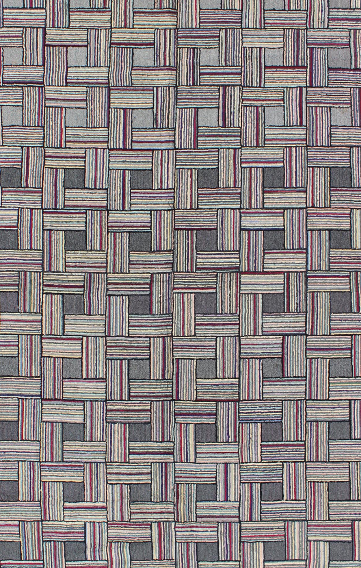 Checkerboard Antique American Hooked Rug with Geometric Designs Checkerboard antique American hooked rug with geometric designs, Keivan Woven Arts, rug J10 - 1004, country of origin / type: United States / Hooked, circa 1920 Ingenious in s... - Keivan Woven ArtsJ10 - 1004 - 1997Rug
