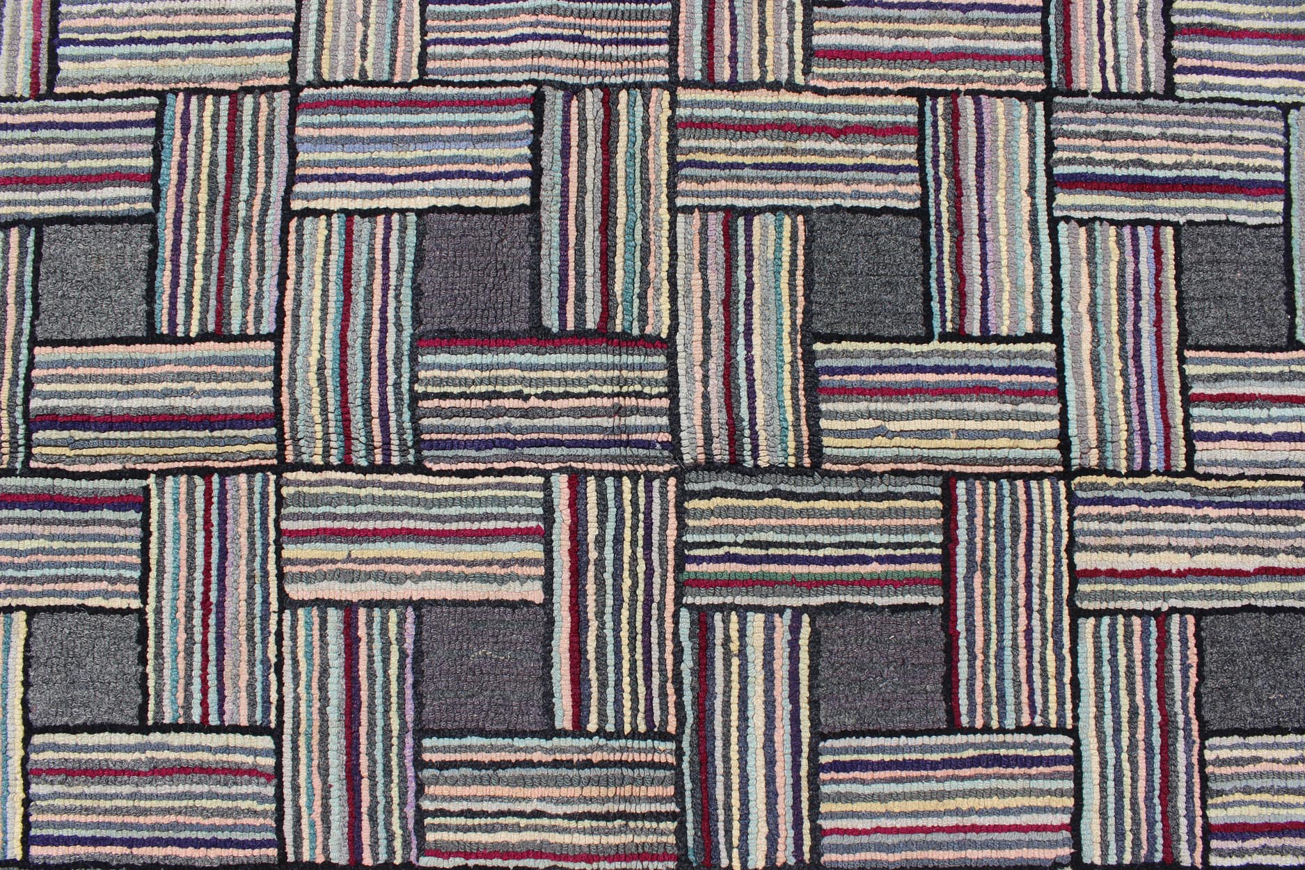 Checkerboard Antique American Hooked Rug with Geometric Designs Checkerboard antique American hooked rug with geometric designs, Keivan Woven Arts, rug J10 - 1004, country of origin / type: United States / Hooked, circa 1920 Ingenious in s... - Keivan Woven ArtsJ10 - 1004 - 1997Rug