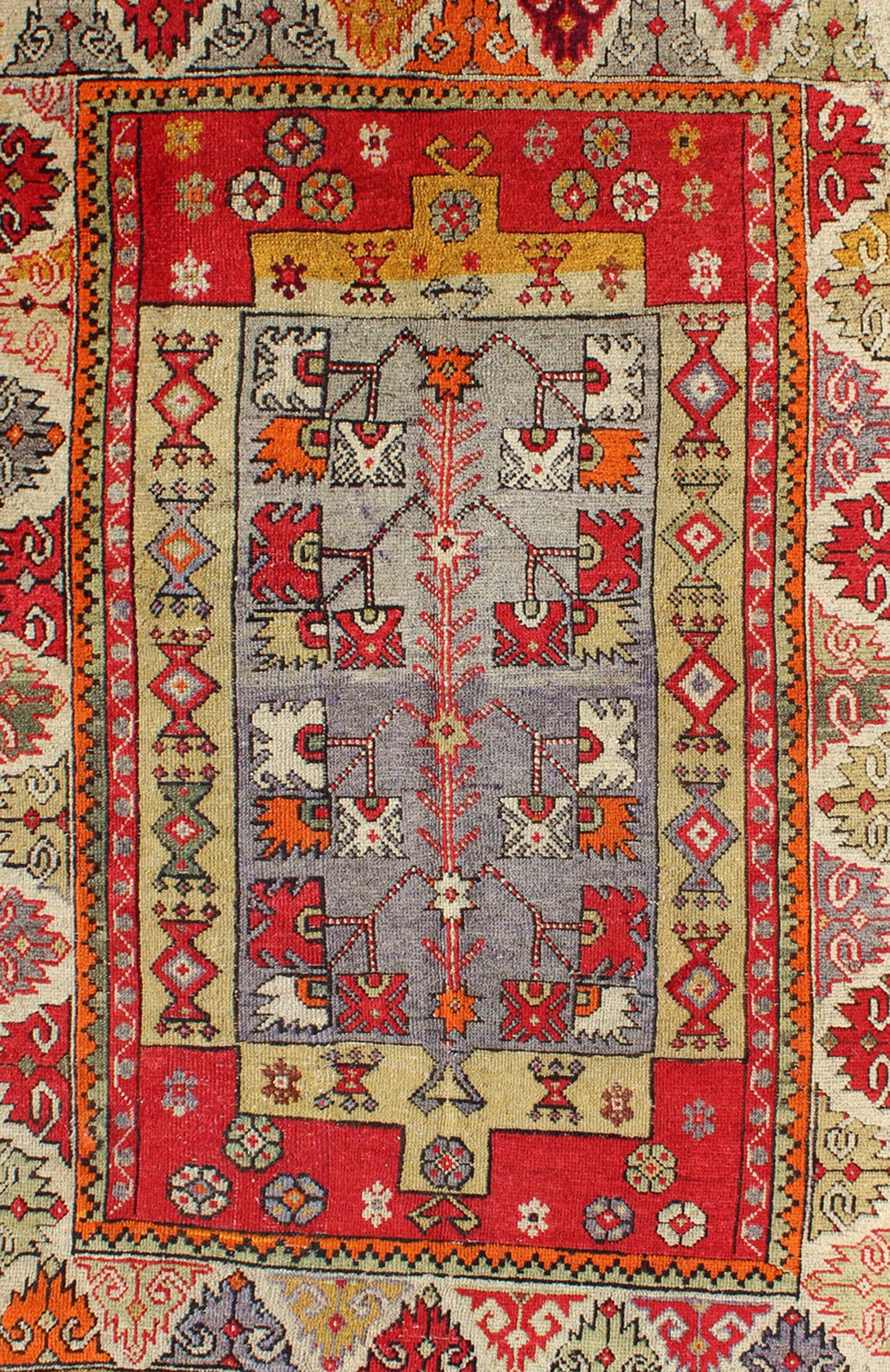 Colorful Antique Turkish Small Oushak Carpet in Multi Layered Design. Measures: 3'7 x 5'3 Turkish colorful Oushak Antique Carpet with Unique Blend of Colors. Keivan Woven Arts/ rug J10 - 1009, Origin/turkey, wool Oushak rug, Antique Oushak ... - Keivan Woven ArtsJ10 - 1009 - 2495Rug