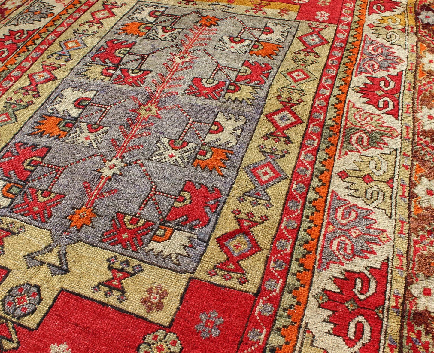 Colorful Antique Turkish Small Oushak Carpet in Multi Layered Design. Measures: 3'7 x 5'3 Turkish colorful Oushak Antique Carpet with Unique Blend of Colors. Keivan Woven Arts/ rug J10 - 1009, Origin/turkey, wool Oushak rug, Antique Oushak ... - Keivan Woven ArtsJ10 - 1009 - 2495Rug