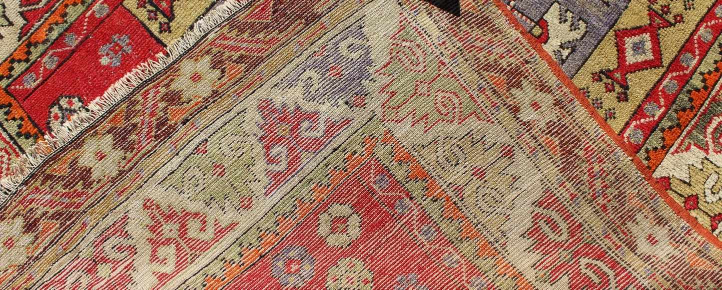 Colorful Antique Turkish Small Oushak Carpet in Multi Layered Design. Measures: 3'7 x 5'3 Turkish colorful Oushak Antique Carpet with Unique Blend of Colors. Keivan Woven Arts/ rug J10 - 1009, Origin/turkey, wool Oushak rug, Antique Oushak ... - Keivan Woven ArtsJ10 - 1009 - 2495Rug