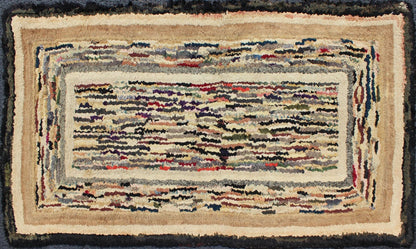 American Hooked Rug with Variegated Design in Black, Brown and Taupe Antique hooked rug with variegated design, Keivan Woven Arts , rug J10 - 1017, country of origin / type: United States / Hooked, circa 1920. This antique rug features a va... - Keivan Woven ArtsJ10 - 1017 - 2515Rug