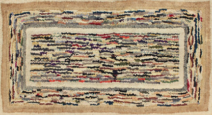American Hooked Rug with Variegated Design in Black, Brown and Taupe Antique hooked rug with variegated design, Keivan Woven Arts , rug J10 - 1017, country of origin / type: United States / Hooked, circa 1920. This antique rug features a va... - Keivan Woven ArtsJ10 - 1017 - 2515Rug