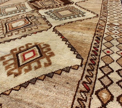 Vintage Persian Gabbeh with Diamond and Geometric design in Earth tones. rug J10 - 1021, country of origin / type: Iran / Gabbeh, circa 1940 This high - pile excellent condition Persian Gabbeh from Southern Iran consists of large scale repeating, di... - Keivan Woven ArtsJ10 - 1021 - 2233Rug