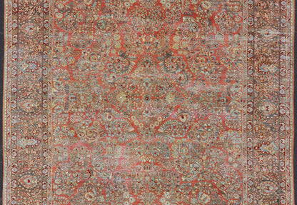 Antique Persian Sarouk withall - over floral design on a light red field. Keivan Woven Arts / J10 - 1101, country of origin / type: Iran / Sarouk circa 1920 Measures: 10'2 x 13'3 This wonderful early 20th century Persian Sarouk carpet features a mas... - Keivan Woven ArtsJ10 - 1101 - 2237Rug
