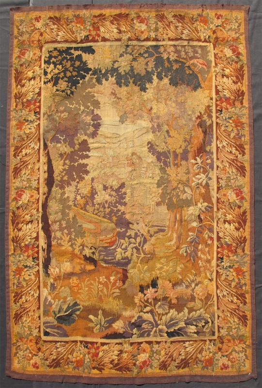 Colorful Antique French Tapestry with Pictorial and Scenic Design. This enchanting antique tapestry beautifully illustrates the remarkable sense of depth and richness that was perfected by French artisans of the 19th Century. A remarkable displ... - Keivan Woven ArtsJ10 - 1104 - 2243Rug