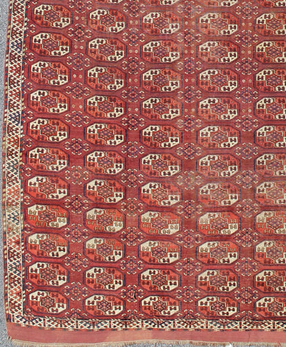 Extremely Large Antique Gallery Rug with Red Field and Repeating Medallion Design. kwarugs J10 - 1105. Long Tekke gallery size. This rare antique Tekke carpet displays warm and delightful red. The field consists motifs with red, orange, medium blu... - Keivan Woven ArtsJ10 - 1105 - 2281Rug