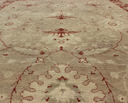 Keivan Woven Arts, Kb - And - 97095, 20th Century Afghan Sultanabad Rug with Stylized Floral Design in Cream and Garnet Red, rug kb - and - 97095, country of origin / type: Pakistan / Sultanabad This vintage Sultanabad carpet from Pakistan features an a... - Keivan Woven ArtsKB - 97095 - 2956Rug