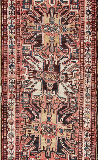 Multicolored Antique Persian Karajeh Runner With Vertical Geometric Tribal Medallions. Keivan Woven Arts / rug H - 202 - 29, country of origin / type: Caucasus / Karadjeh, circa 1920 Inspired by 19th century Eagle Kazak, the field design of this early 2... - Keivan Woven ArtsKB - H - 202 - 29 - 281Rug