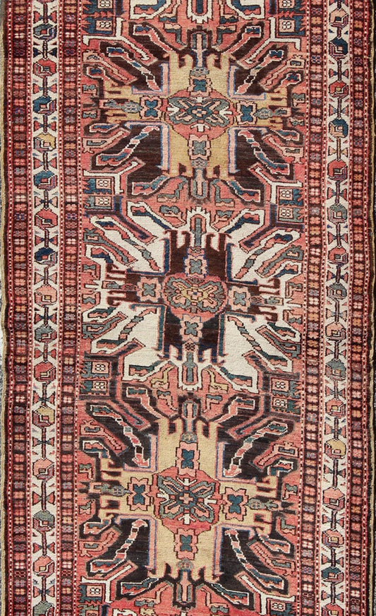 Multicolored Antique Persian Karajeh Runner With Vertical Geometric Tribal Medallions. Keivan Woven Arts / rug H - 202 - 29, country of origin / type: Caucasus / Karadjeh, circa 1920 Inspired by 19th century Eagle Kazak, the field design of this early 2... - Keivan Woven ArtsKB - H - 202 - 29 - 281Rug