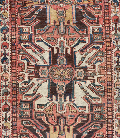 Multicolored Antique Persian Karajeh Runner With Vertical Geometric Tribal Medallions. Keivan Woven Arts / rug H - 202 - 29, country of origin / type: Caucasus / Karadjeh, circa 1920 Inspired by 19th century Eagle Kazak, the field design of this early 2... - Keivan Woven ArtsKB - H - 202 - 29 - 281Rug