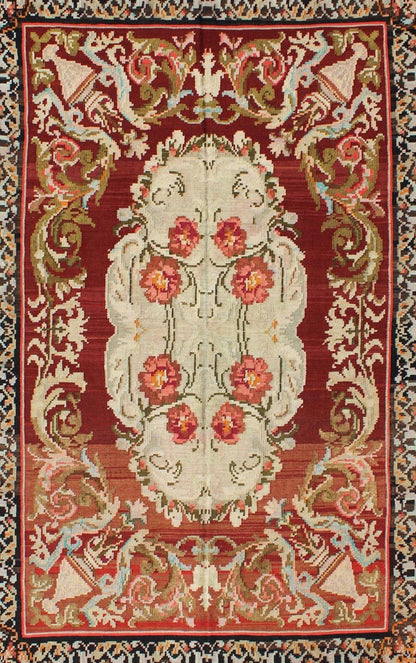 Keivan Woven Arts, 1940's Vintage Bessarabian Kilim Rug in Deep and Brilliant Colors Rug/ Kb - H - 401 - 13, Country/ Eastern European flat weave This beautiful Kilim was made in Eastern Europe in the Bessarabian Style. flat - weave vintage Bessarabian... - Keivan Woven ArtsKB - H - 401 - 13 - 1554Rug