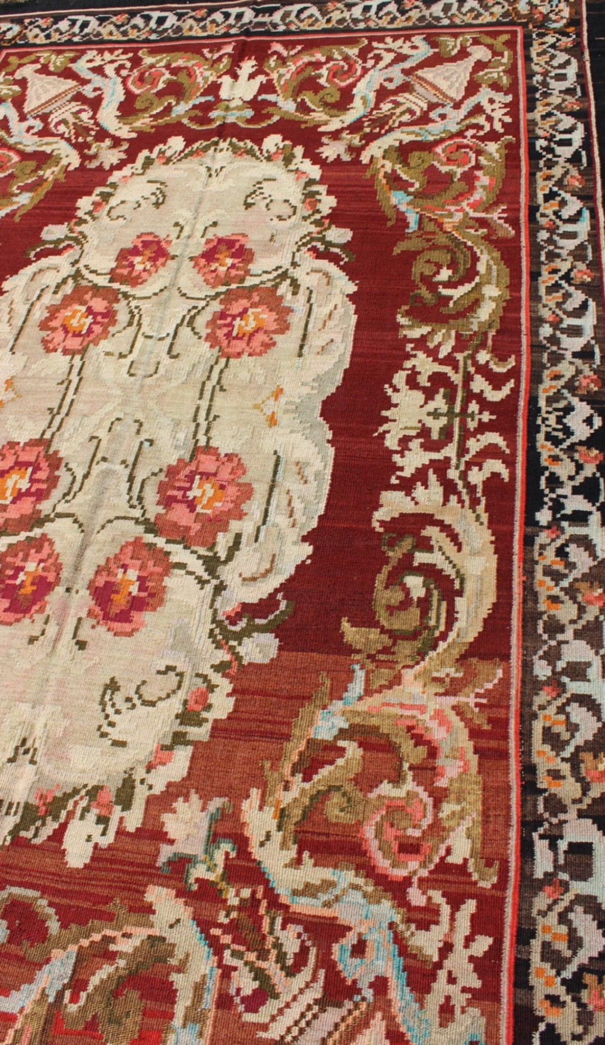 Keivan Woven Arts, 1940's Vintage Bessarabian Kilim Rug in Deep and Brilliant Colors Rug/ Kb - H - 401 - 13, Country/ Eastern European flat weave This beautiful Kilim was made in Eastern Europe in the Bessarabian Style. flat - weave vintage Bessarabian... - Keivan Woven ArtsKB - H - 401 - 13 - 1554Rug