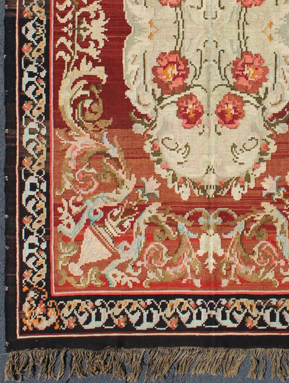 Keivan Woven Arts, 1940's Vintage Bessarabian Kilim Rug in Deep and Brilliant Colors Rug/ Kb - H - 401 - 13, Country/ Eastern European flat weave This beautiful Kilim was made in Eastern Europe in the Bessarabian Style. flat - weave vintage Bessarabian... - Keivan Woven ArtsKB - H - 401 - 13 - 1554Rug
