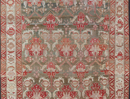 Antique Persian Large Scale Tribal Design Bakhtiari Rug in Multi Colors. All - over tribal large scale design antique Persian Bakhtiari rug in red, blue, green, ivory and pink. Keivan Woven Arts / rug KB - NA - 180427, country of origin / type: Iran / Bakhti... - Keivan Woven ArtsKB - NA - 180427 - 20854Rug