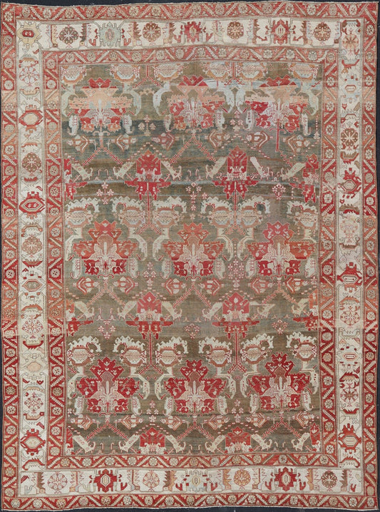 Antique Persian Large Scale Tribal Design Bakhtiari Rug in Multi Colors. All - over tribal large scale design antique Persian Bakhtiari rug in red, blue, green, ivory and pink. Keivan Woven Arts / rug KB - NA - 180427, country of origin / type: Iran / Bakhti... - Keivan Woven ArtsKB - NA - 180427 - 20854Rug