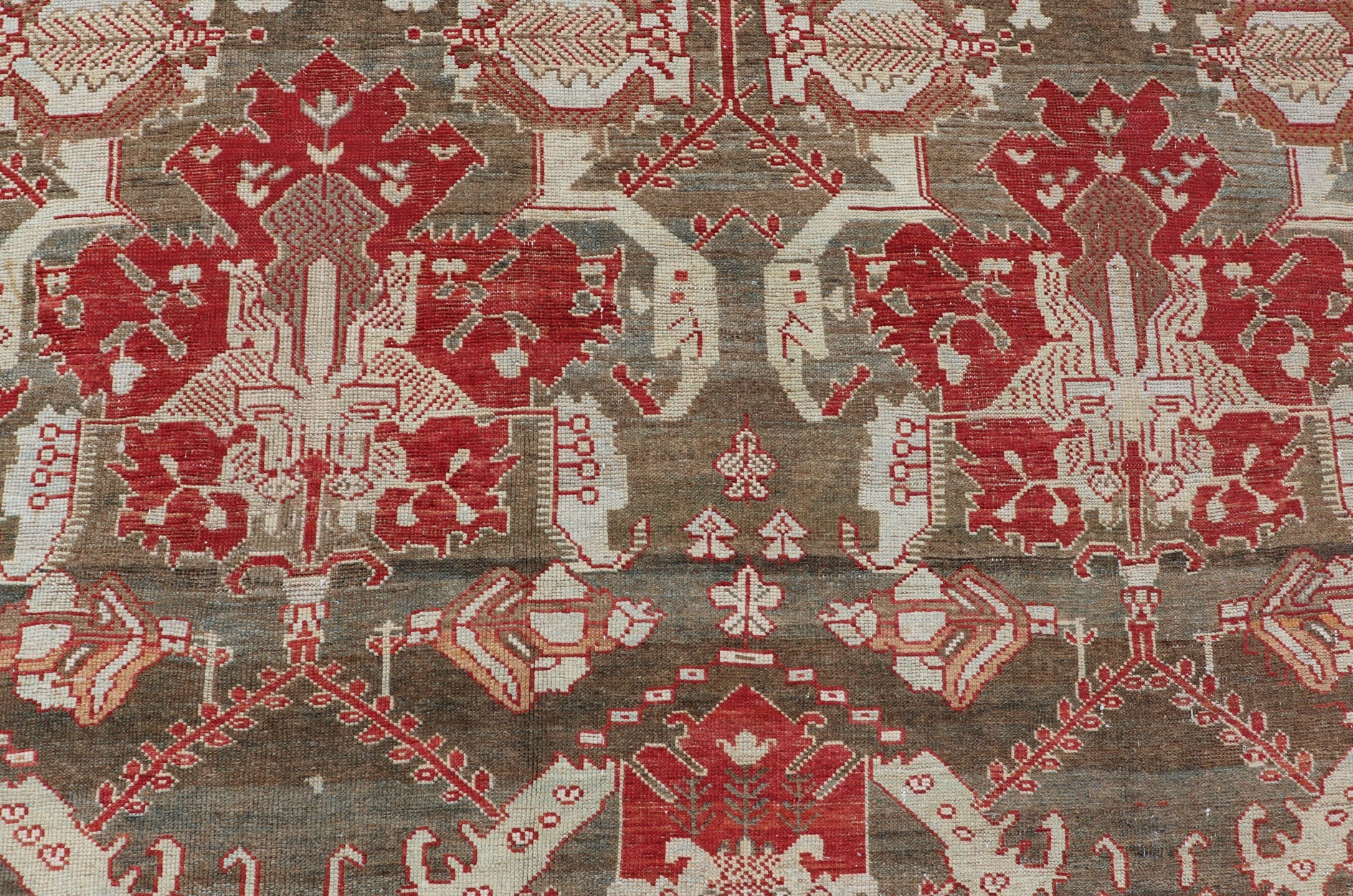 Antique Persian Large Scale Tribal Design Bakhtiari Rug in Multi Colors. All - over tribal large scale design antique Persian Bakhtiari rug in red, blue, green, ivory and pink. Keivan Woven Arts / rug KB - NA - 180427, country of origin / type: Iran / Bakhti... - Keivan Woven ArtsKB - NA - 180427 - 20854Rug