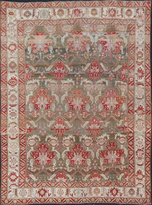 Antique Persian Large Scale Tribal Design Bakhtiari Rug in Multi Colors. All - over tribal large scale design antique Persian Bakhtiari rug in red, blue, green, ivory and pink. Keivan Woven Arts / rug KB - NA - 180427, country of origin / type: Iran / Bakhti... - Keivan Woven ArtsKB - NA - 180427 - 20854