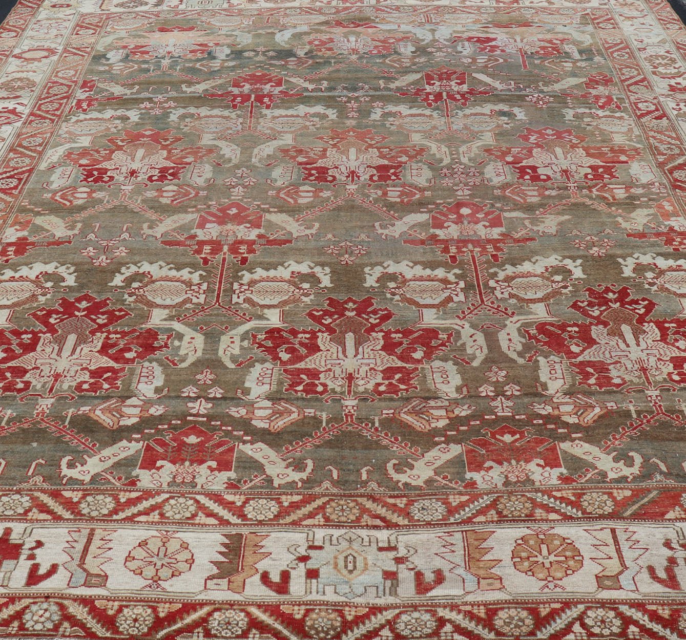 Antique Persian Large Scale Tribal Design Bakhtiari Rug in Multi Colors. All - over tribal large scale design antique Persian Bakhtiari rug in red, blue, green, ivory and pink. Keivan Woven Arts / rug KB - NA - 180427, country of origin / type: Iran / Bakhti... - Keivan Woven ArtsKB - NA - 180427 - 20854Rug