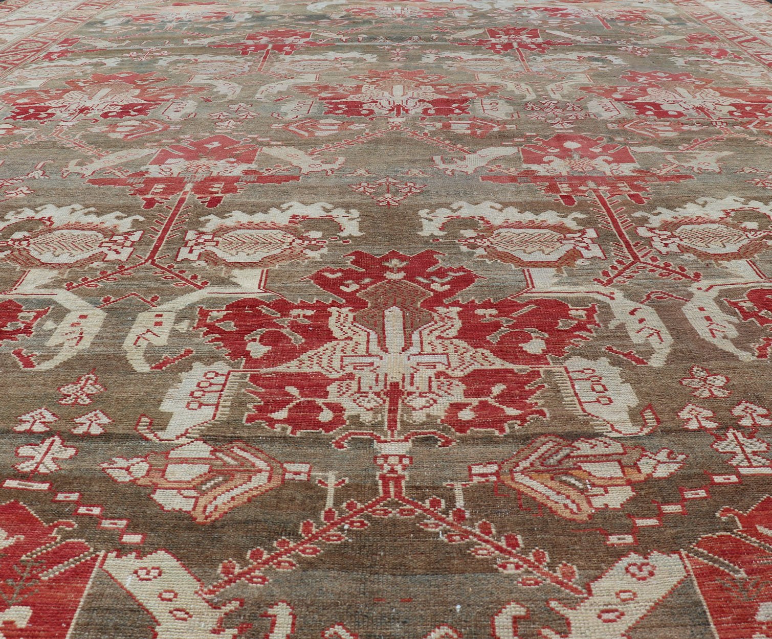 Antique Persian Large Scale Tribal Design Bakhtiari Rug in Multi Colors. All - over tribal large scale design antique Persian Bakhtiari rug in red, blue, green, ivory and pink. Keivan Woven Arts / rug KB - NA - 180427, country of origin / type: Iran / Bakhti... - Keivan Woven ArtsKB - NA - 180427 - 20854Rug