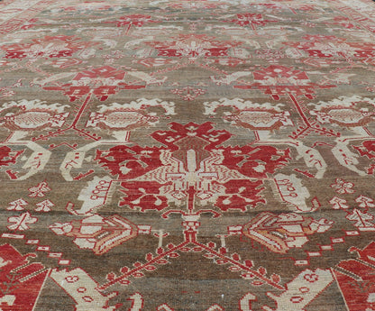 Antique Persian Large Scale Tribal Design Bakhtiari Rug in Multi Colors. All - over tribal large scale design antique Persian Bakhtiari rug in red, blue, green, ivory and pink. Keivan Woven Arts / rug KB - NA - 180427, country of origin / type: Iran / Bakhti... - Keivan Woven ArtsKB - NA - 180427 - 20854Rug