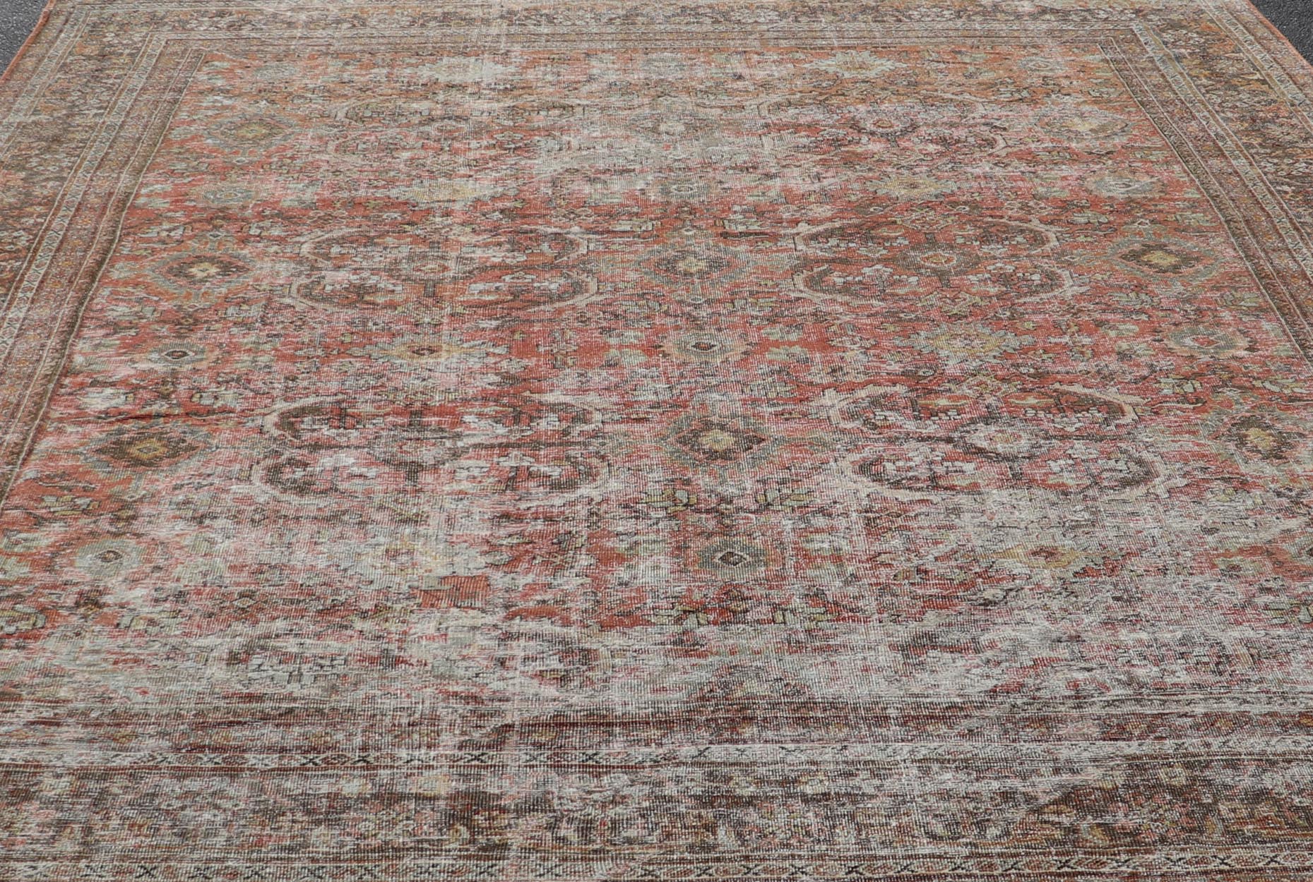 Antique Square Persian Colorful Sultanabad Mahal Rug with All Over Floral Design. Keivan Woven Arts; rug KB - SN - WL - 26, country of origin / type: Iran / Sultanabad, circa 1920. Measures: 11'0 x 12'6 This 1920 colorful antique Persian Sultanabad Ma... - Keivan Woven ArtsKB - SN - WL - 26 - 15484 - 581Rug