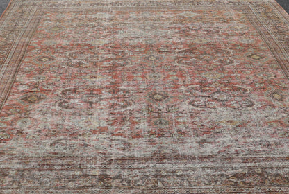 Antique Square Persian Colorful Sultanabad Mahal Rug with All Over Floral Design. Keivan Woven Arts; rug KB - SN - WL - 26, country of origin / type: Iran / Sultanabad, circa 1920. Measures: 11'0 x 12'6 This 1920 colorful antique Persian Sultanabad Ma... - Keivan Woven ArtsKB - SN - WL - 26 - 15484 - 581Rug