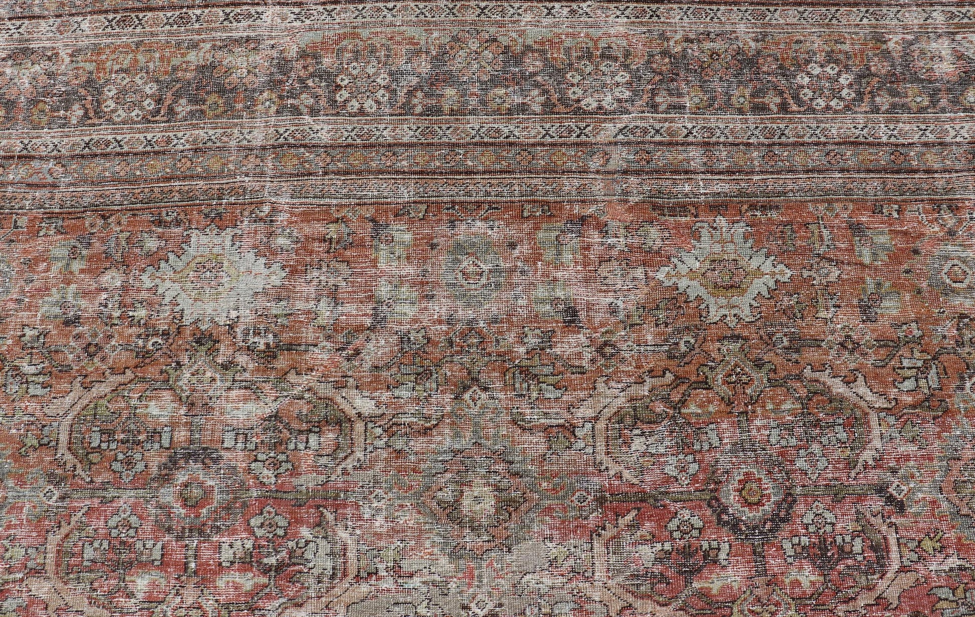 Antique Square Persian Colorful Sultanabad Mahal Rug with All Over Floral Design. Keivan Woven Arts; rug KB - SN - WL - 26, country of origin / type: Iran / Sultanabad, circa 1920. Measures: 11'0 x 12'6 This 1920 colorful antique Persian Sultanabad Ma... - Keivan Woven ArtsKB - SN - WL - 26 - 15484 - 581Rug