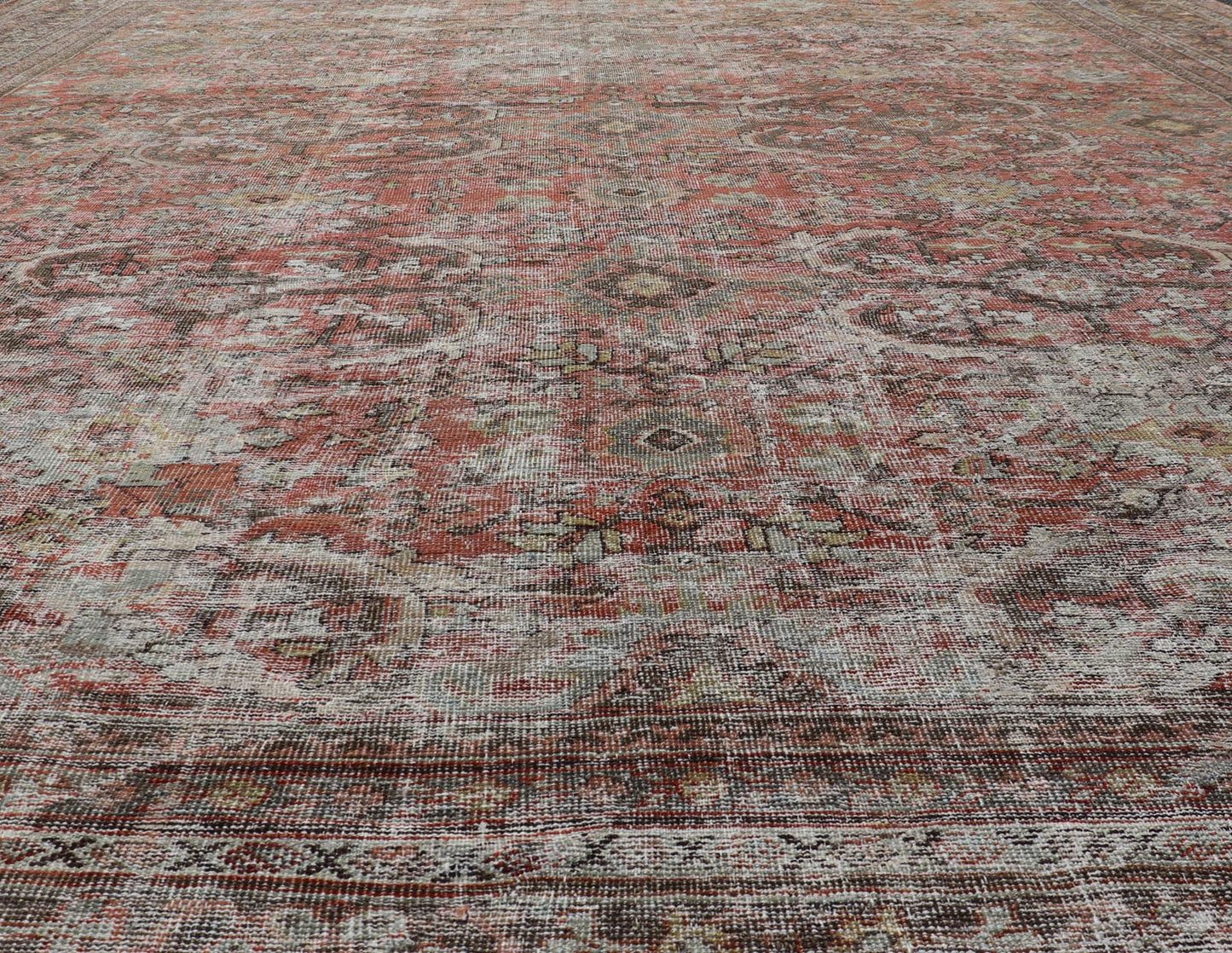 Antique Square Persian Colorful Sultanabad Mahal Rug with All Over Floral Design. Keivan Woven Arts; rug KB - SN - WL - 26, country of origin / type: Iran / Sultanabad, circa 1920. Measures: 11'0 x 12'6 This 1920 colorful antique Persian Sultanabad Ma... - Keivan Woven ArtsKB - SN - WL - 26 - 15484 - 581Rug