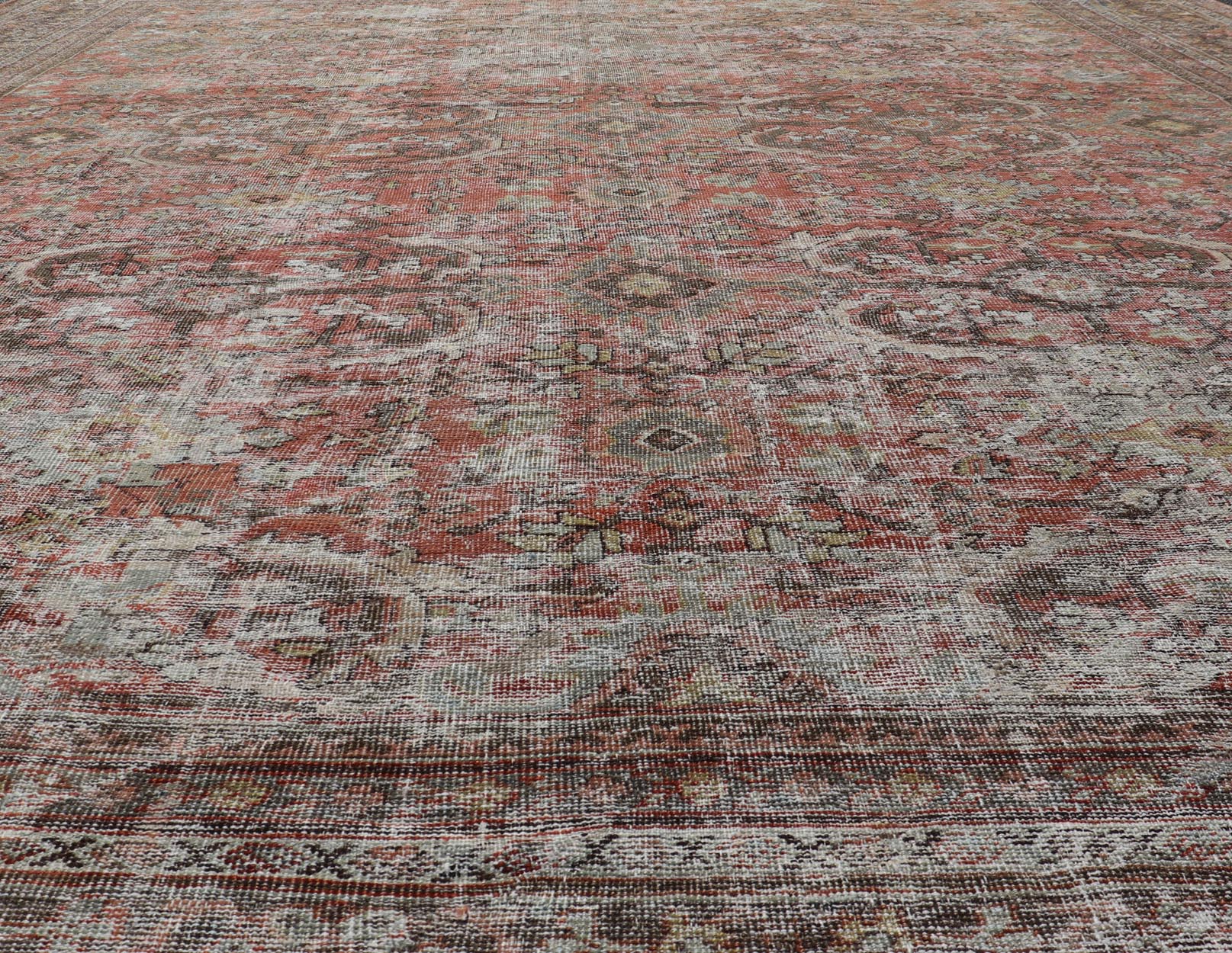 Antique Square Persian Colorful Sultanabad Mahal Rug with All Over Floral Design. Keivan Woven Arts; rug KB - SN - WL - 26, country of origin / type: Iran / Sultanabad, circa 1920. Measures: 11'0 x 12'6 This 1920 colorful antique Persian Sultanabad Ma... - Keivan Woven ArtsKB - SN - WL - 26 - 15484 - 581Rug