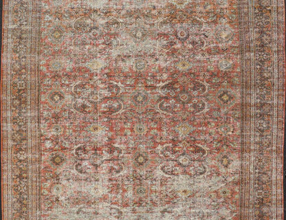 Antique Square Persian Colorful Sultanabad Mahal Rug with All Over Floral Design. Keivan Woven Arts; rug KB - SN - WL - 26, country of origin / type: Iran / Sultanabad, circa 1920. Measures: 11'0 x 12'6 This 1920 colorful antique Persian Sultanabad Ma... - Keivan Woven ArtsKB - SN - WL - 26 - 15484 - 581Rug