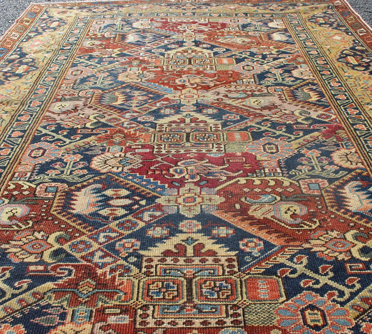 19th Century Exquisite Antique Caucasian Seychour Rug In Red's And Blue's. Keivan Woven Arts / rug KBE - 140401, country of origin / type: Caucus / Seychour, circa 1890. Measures: 4'2 x 7'. Seychour rugs are known for their heavily tribal designs. ... - Keivan Woven ArtsKBE - 140401 - 5379