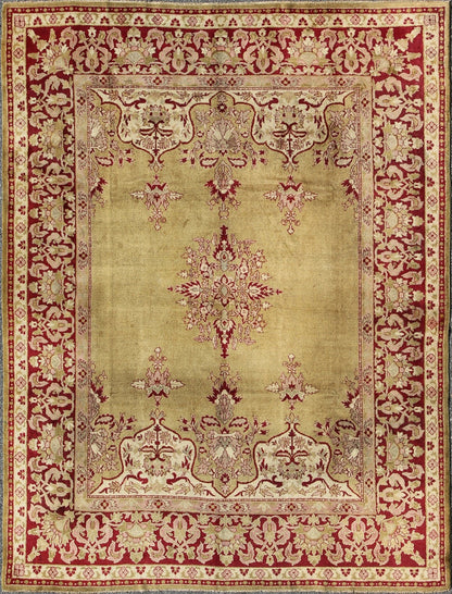 Late 19th Century Antique Indian Agra Rug in Green and Burgundy With Medallion. Keivan Woven Arts/ rug KBE - 17, country of origin / type: India / Agra, circa 1890 Measures: 9'3 x 11'8 This spectacular carpet was woven in Agra in the late 19th cent... - Keivan Woven ArtsKBE - 17 - 4152Rug