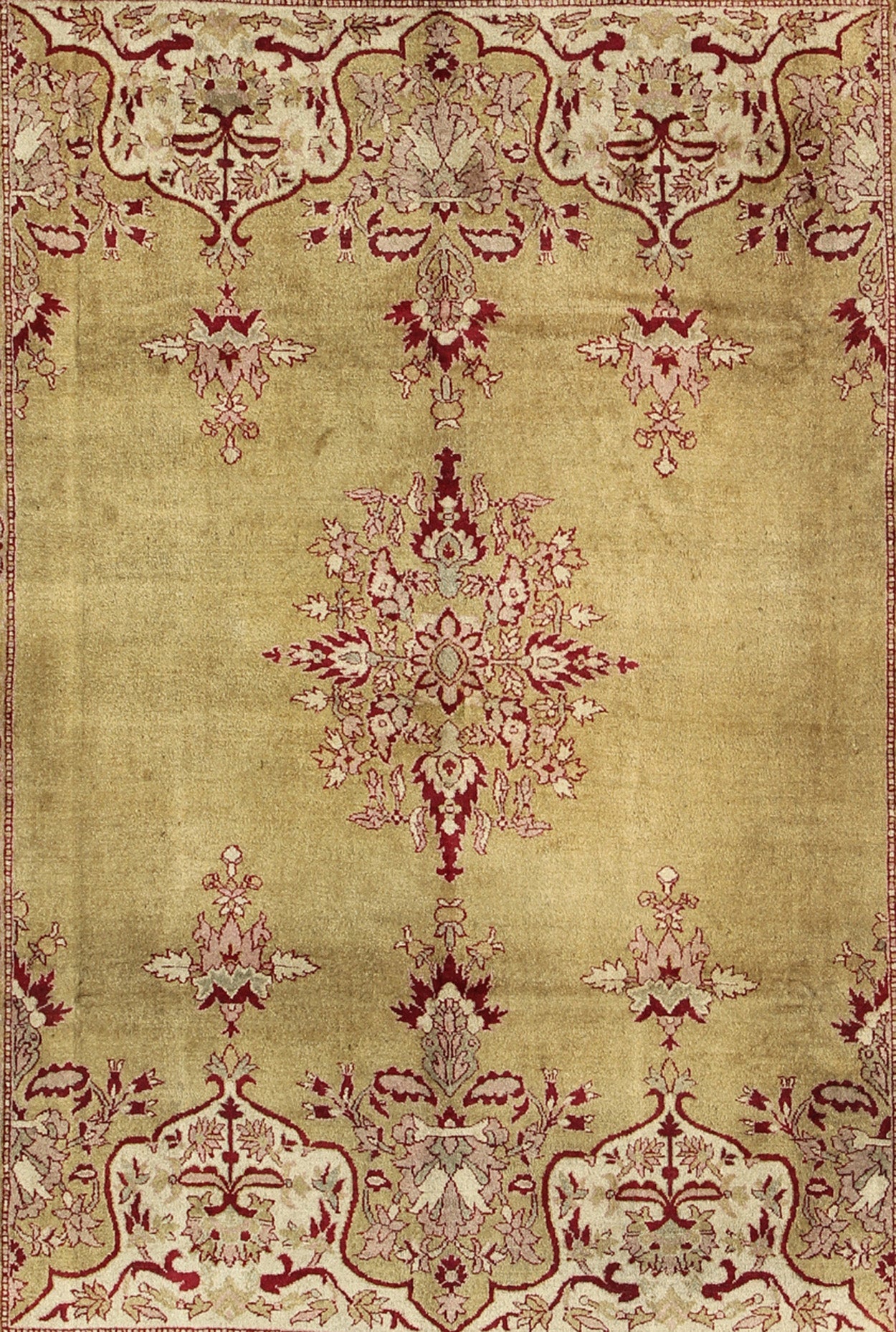 Late 19th Century Antique Indian Agra Rug in Green and Burgundy With Medallion. Keivan Woven Arts/ rug KBE - 17, country of origin / type: India / Agra, circa 1890 Measures: 9'3 x 11'8 This spectacular carpet was woven in Agra in the late 19th cent... - Keivan Woven ArtsKBE - 17 - 4152Rug