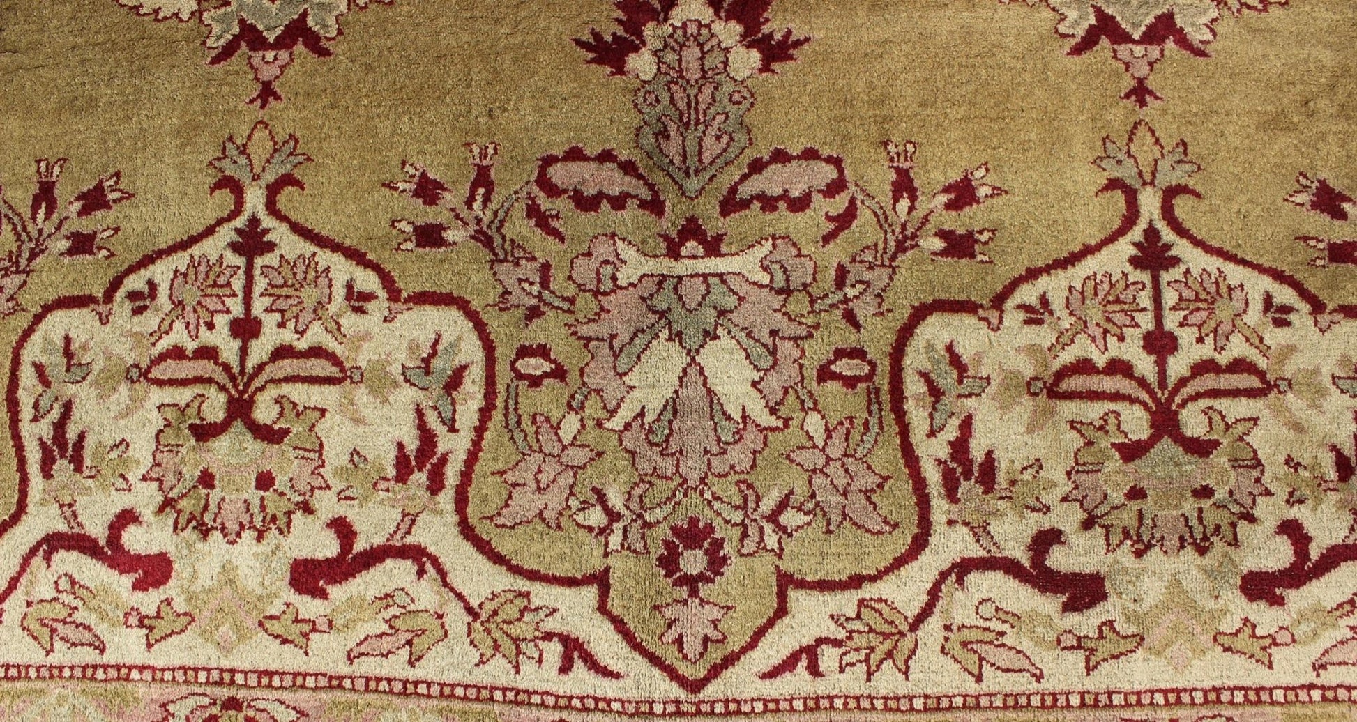 Late 19th Century Antique Indian Agra Rug in Green and Burgundy With Medallion. Keivan Woven Arts/ rug KBE - 17, country of origin / type: India / Agra, circa 1890 Measures: 9'3 x 11'8 This spectacular carpet was woven in Agra in the late 19th cent... - Keivan Woven ArtsKBE - 17 - 4152Rug