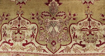 Late 19th Century Antique Indian Agra Rug in Green and Burgundy With Medallion. Keivan Woven Arts/ rug KBE - 17, country of origin / type: India / Agra, circa 1890 Measures: 9'3 x 11'8 This spectacular carpet was woven in Agra in the late 19th cent... - Keivan Woven ArtsKBE - 17 - 4152Rug