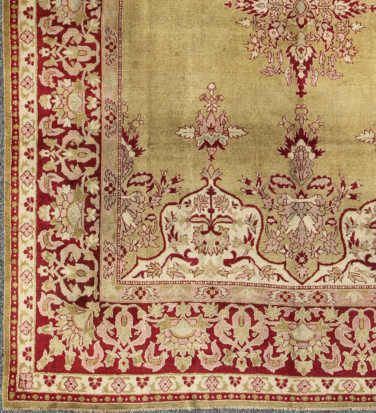 Late 19th Century Antique Indian Agra Rug in Green and Burgundy With Medallion. Keivan Woven Arts/ rug KBE - 17, country of origin / type: India / Agra, circa 1890 Measures: 9'3 x 11'8 This spectacular carpet was woven in Agra in the late 19th cent... - Keivan Woven ArtsKBE - 17 - 4152Rug