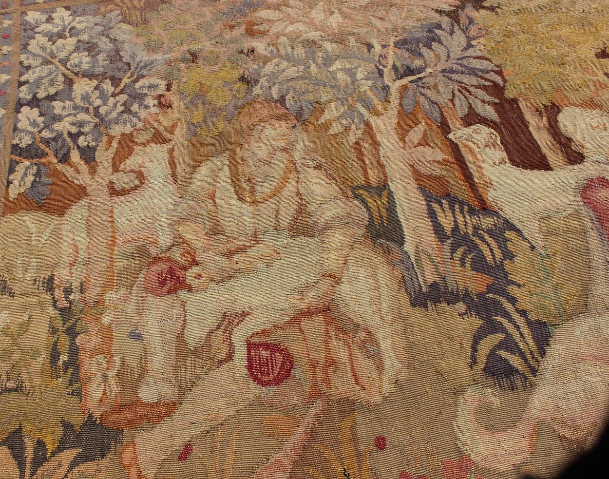 European Tapestry from 19th Century, France Depicting Abundant Woodland Scene This engaging antique European Tapestry from 1880s France depicts a traditional woodland landscape. The entire scene is set within an abundant woodland setting of tree... - Keivan Woven ArtsKBE - 170101 - 8437Rug
