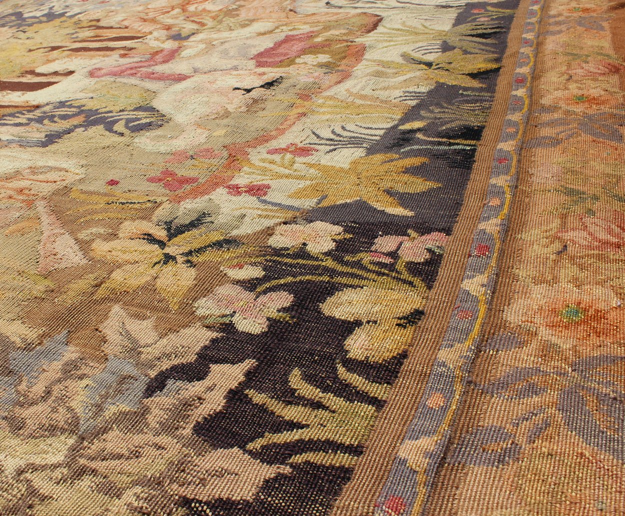 European Tapestry from 19th Century, France Depicting Abundant Woodland Scene This engaging antique European Tapestry from 1880s France depicts a traditional woodland landscape. The entire scene is set within an abundant woodland setting of tree... - Keivan Woven ArtsKBE - 170101 - 8437Rug