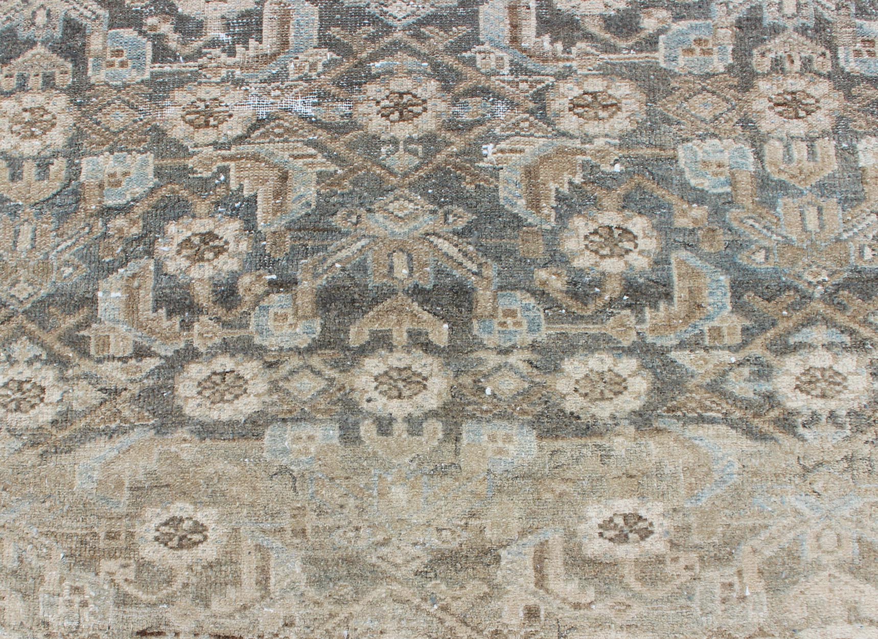 Earthy Tone Vintage Persian Hamadan Rug with All - Over Pattern in Gray blue All - Over Persian Earth Toned Vintage Hamadan Rug Floral design Hamedan vintage rug in brown and light grayish - blue color tones, rug kbe - 200204, origin / type: Iran / ... - Keivan Woven ArtsKBE - 200204 - 12647Rug