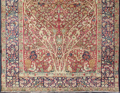 Very Fine Antique Persian Lavar Kerman Rug with Intricate Florals & Birds Design Keivan Woven Arts - Ornately detailed antique Persian Lavar Kerman rug replicating trees, branches and birds in a forest Design, rug KBE - 200205, country of origin / typ... - Keivan Woven ArtsKBE - 200205 - 12653Rug