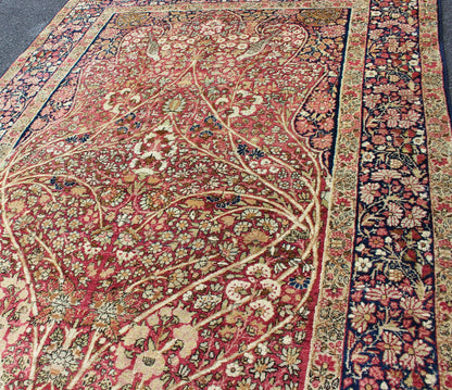 Very Fine Antique Persian Lavar Kerman Rug with Intricate Florals & Birds Design Keivan Woven Arts - Ornately detailed antique Persian Lavar Kerman rug replicating trees, branches and birds in a forest Design, rug KBE - 200205, country of origin / typ... - Keivan Woven ArtsKBE - 200205 - 12653Rug