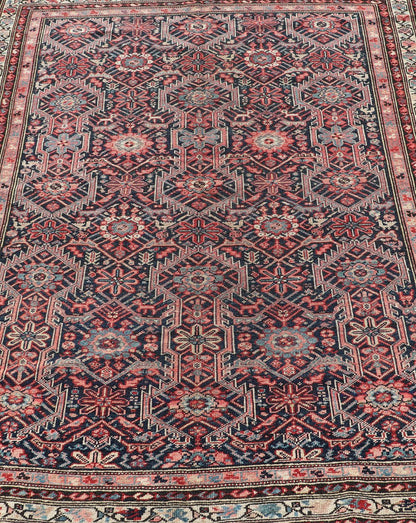 Jewel - Toned Antique Fine Persian Malayer with All - Over Geometric Design Red, blue, ivory, and multicolored Persian antique Long Malayer Runner with geometric floral design, kwarugs/ KBE - 200206, country of origin / type: Iran / Malayer, circa 19... - Keivan Woven ArtsKBE - 200206 - 12657Rug