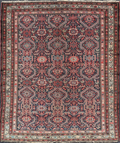 Jewel - Toned Antique Fine Persian Malayer with All - Over Geometric Design Red, blue, ivory, and multicolored Persian antique Long Malayer Runner with geometric floral design, kwarugs/ KBE - 200206, country of origin / type: Iran / Malayer, circa 19... - Keivan Woven ArtsKBE - 200206 - 12657Rug