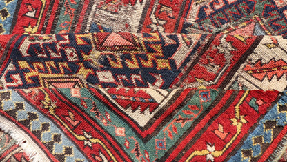 Distressed Medallion Antique Caucasian Kazak Rug with Geometric Medallions Distressed Geometric Medallion antique Caucasian Kazak rug in lighter tones. Keivan Woven Arts / rug KBE - 220101, country of origin / type: Iran / Caucasian Kazak, circa 1... - Keivan Woven ArtsKBE - 220101 - 19088