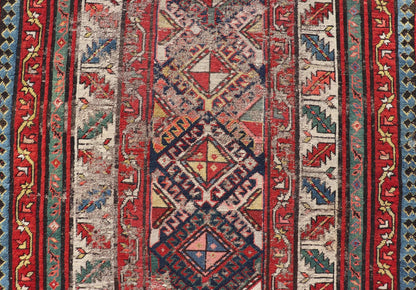 Distressed Medallion Antique Caucasian Kazak Rug with Geometric Medallions Distressed Geometric Medallion antique Caucasian Kazak rug in lighter tones. Keivan Woven Arts / rug KBE - 220101, country of origin / type: Iran / Caucasian Kazak, circa 1... - Keivan Woven ArtsKBE - 220101 - 19088