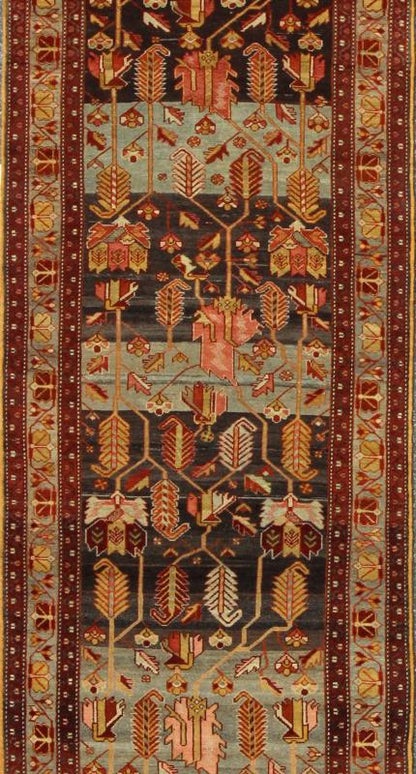Long Persian Malayer Runner This magnificent antique Persian Malayer carpet, of an impressive pattern, bears a beautiful, all - over sub - geometric design paired with a delightful palette of dark reds, various blues, pinks, yellow - green, brown and ... - Keivan Woven ArtsKBE - 221101 - 7895Rug