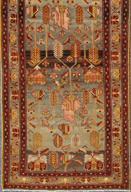 Long Persian Malayer Runner This magnificent antique Persian Malayer carpet, of an impressive pattern, bears a beautiful, all - over sub - geometric design paired with a delightful palette of dark reds, various blues, pinks, yellow - green, brown and ... - Keivan Woven ArtsKBE - 221101 - 7895Rug